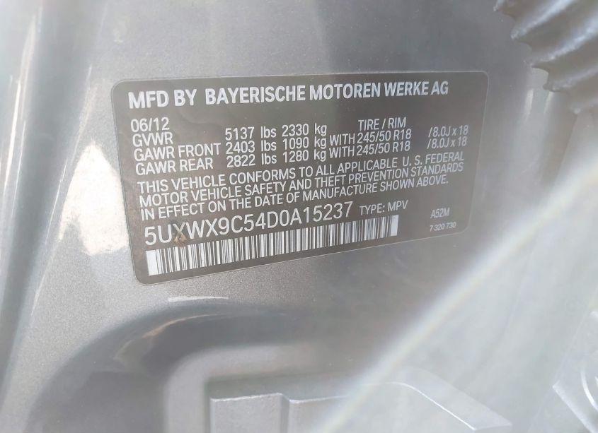 Photo 9 of 2013 Bmw X3 XDRIVE28I (VIN 5UXWX9C54D0A15237)