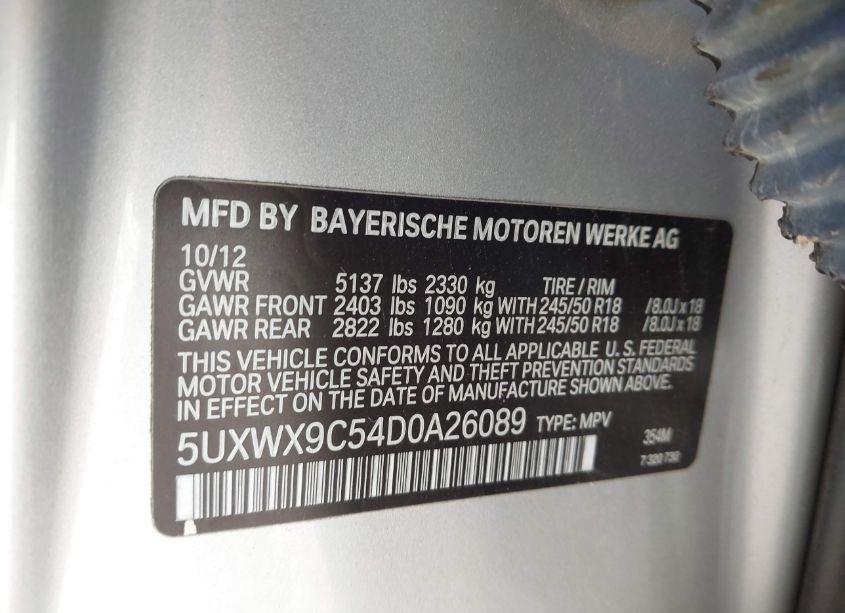 Photo 9 of 2013 Bmw X3 XDRIVE28I (VIN 5UXWX9C54D0A26089)