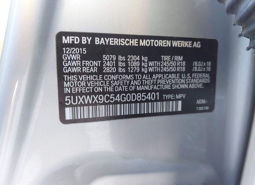 Photo 9 of 2016 Bmw X3 XDRIVE28I (VIN 5UXWX9C54G0D85401)