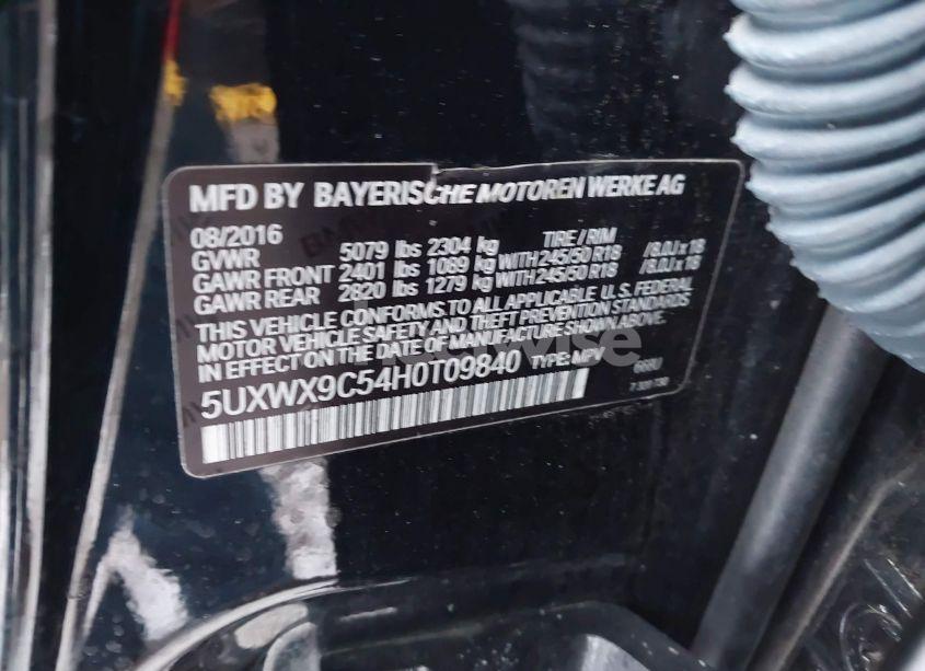 Photo 9 of 2017 Bmw X3 XDRIVE28I (VIN 5UXWX9C54H0T09840)