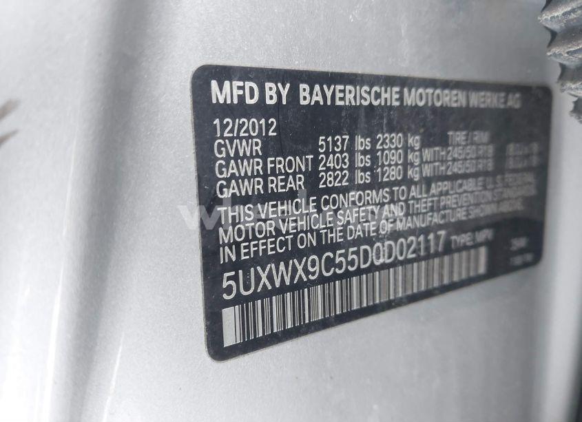 Photo 9 of 2013 Bmw X3 XDRIVE28I (VIN 5UXWX9C55D0D02117)