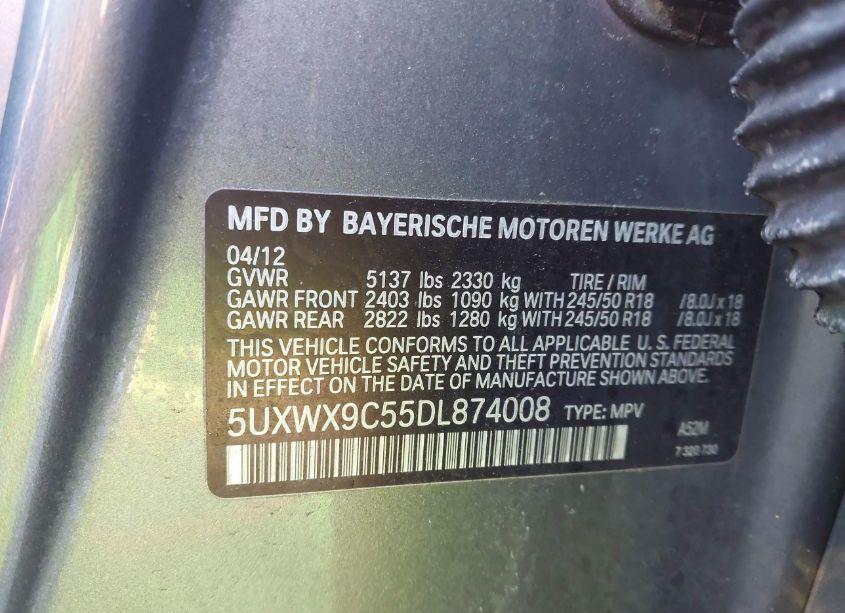 Photo 9 of 2013 Bmw X3 XDRIVE28I (VIN 5UXWX9C55DL874008)