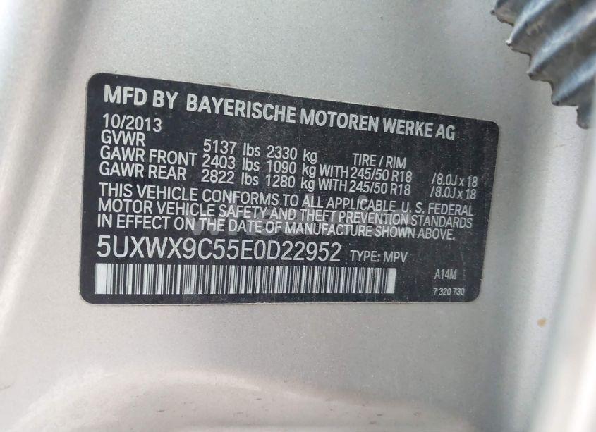 Photo 9 of 2014 Bmw X3 XDRIVE28I (VIN 5UXWX9C55E0D22952)