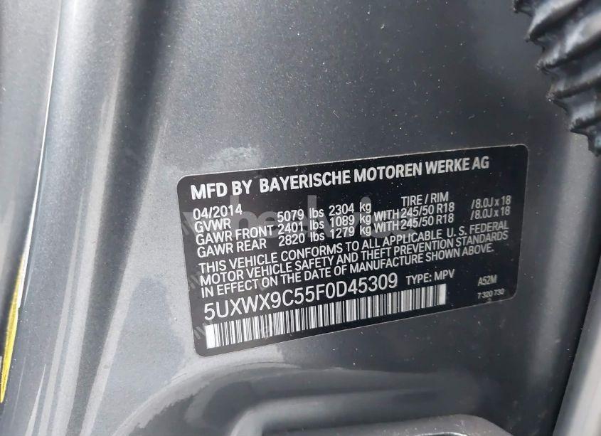 Photo 9 of 2015 Bmw X3 XDRIVE28I (VIN 5UXWX9C55F0D45309)