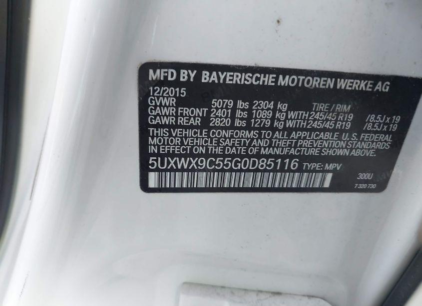 Photo 9 of 2016 Bmw X3 XDRIVE28I (VIN 5UXWX9C55G0D85116)