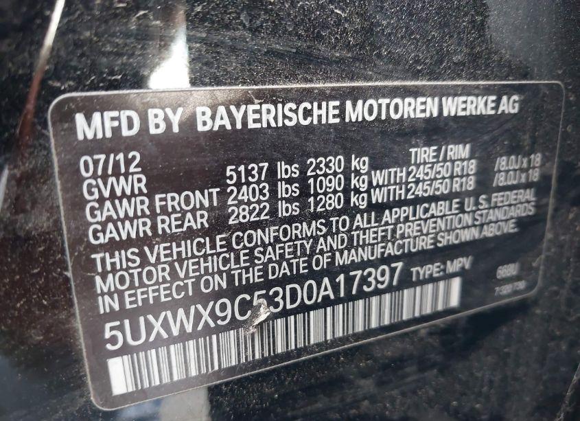 Photo 9 of 2013 Bmw X3 XDRIVE28I (VIN 5UXWX9C56D0A17397)