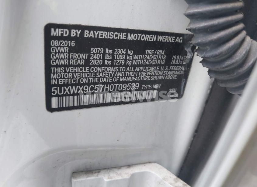 Photo 9 of 2017 Bmw X3 XDRIVE28I (VIN 5UXWX9C57H0T09539)