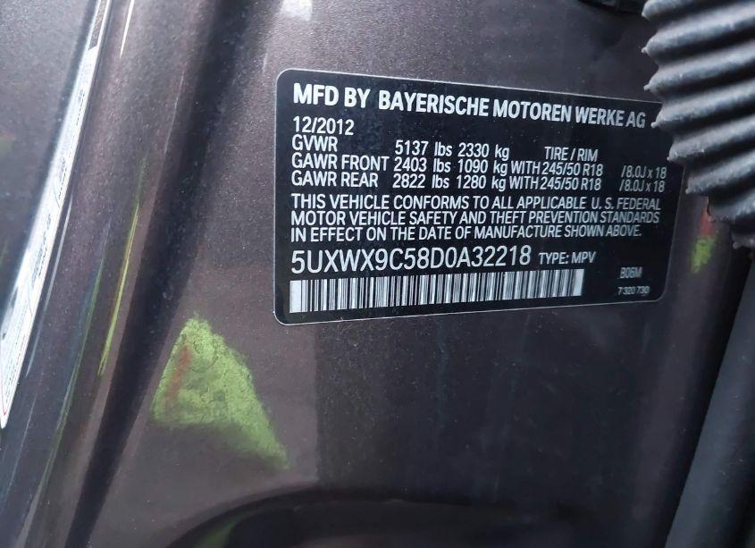 Photo 9 of 2013 Bmw X3 XDRIVE28I (VIN 5UXWX9C58D0A32218)