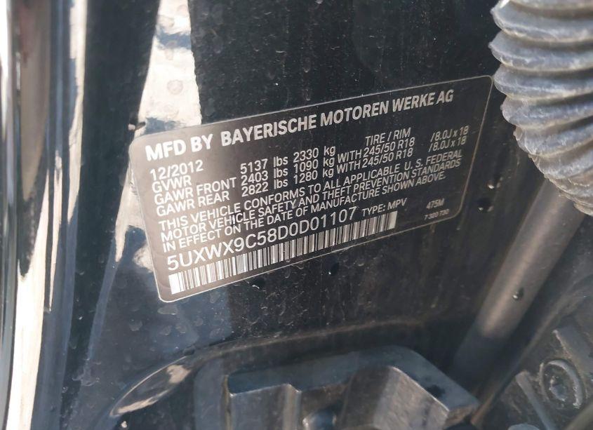 Photo 9 of 2013 Bmw X3 XDRIVE28I (VIN 5UXWX9C58D0D01107)