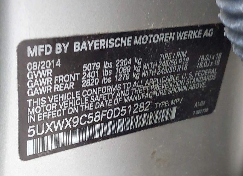 Photo 9 of 2015 Bmw X3 XDRIVE28I (VIN 5UXWX9C58F0D51282)