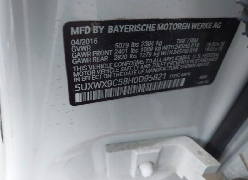 Photo 9 of 2017 Bmw X3 XDRIVE28I (VIN 5UXWX9C58H0D95821)