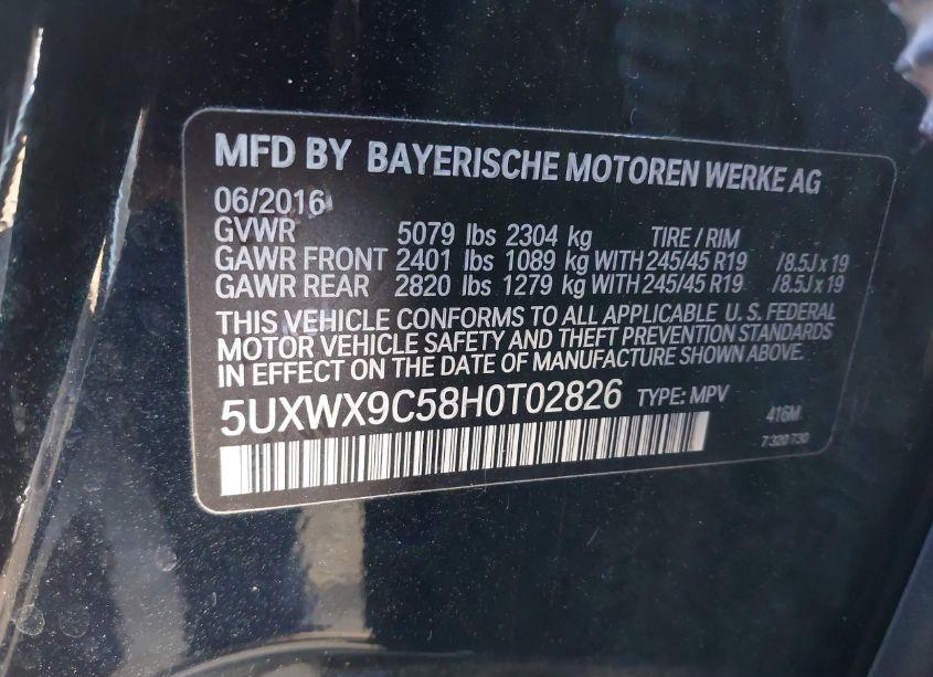 Photo 9 of 2017 Bmw X3 XDRIVE28I (VIN 5UXWX9C58H0T02826)