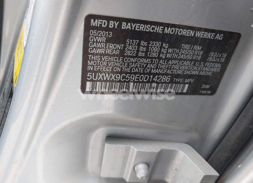 Photo 9 of 2014 Bmw X3 XDRIVE28I (VIN 5UXWX9C59E0D14286)