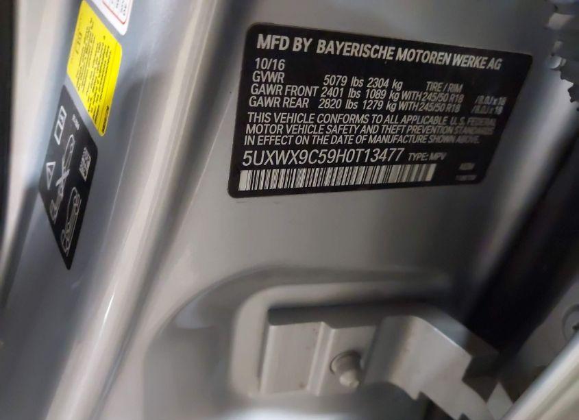 Photo 9 of 2017 Bmw X3 XDRIVE28I (VIN 5UXWX9C59H0T13477)