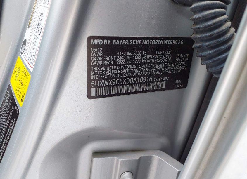 Photo 9 of 2013 Bmw X3 XDRIVE28I (VIN 5UXWX9C5XD0A10916)