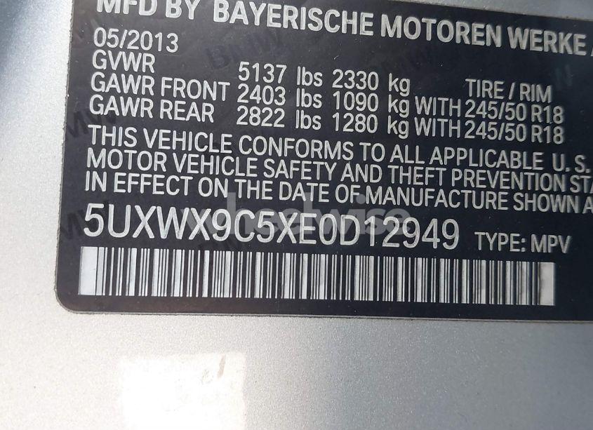 Photo 9 of 2014 Bmw X3 XDRIVE28I (VIN 5UXWX9C5XE0D12949)