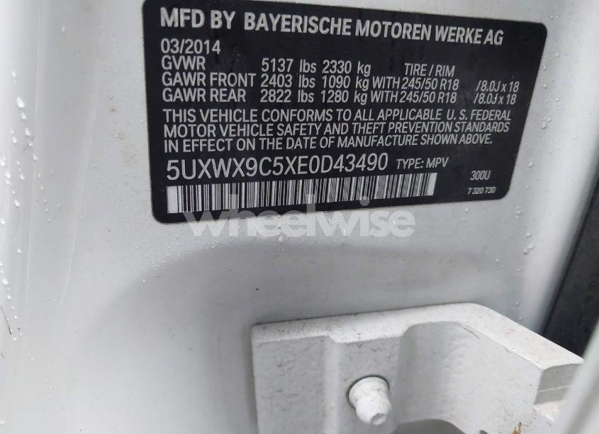 Photo 9 of 2014 Bmw X3 XDRIVE28I (VIN 5UXWX9C5XE0D43490)