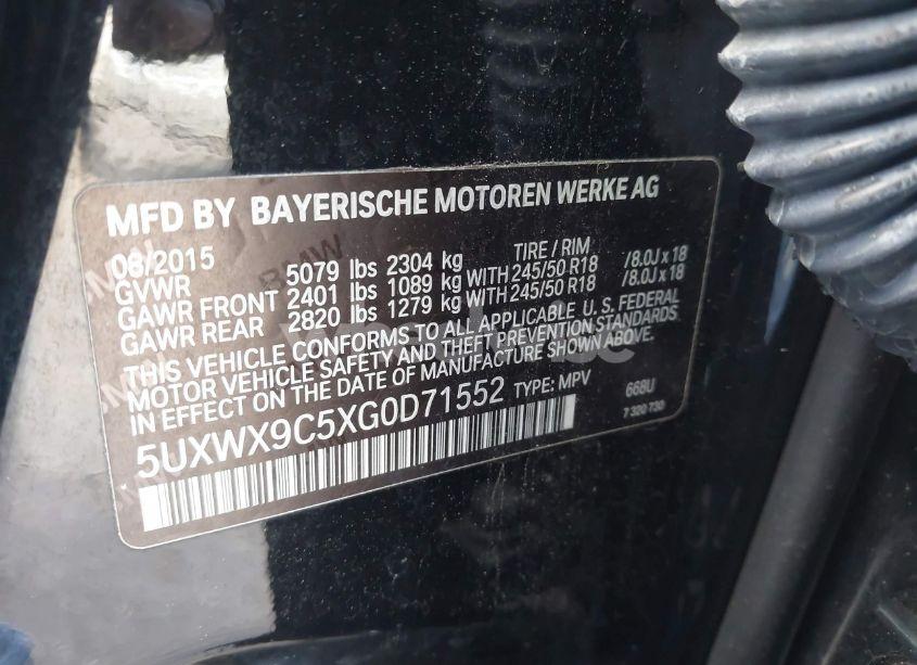 Photo 9 of 2016 Bmw X3 XDRIVE28I (VIN 5UXWX9C5XG0D71552)