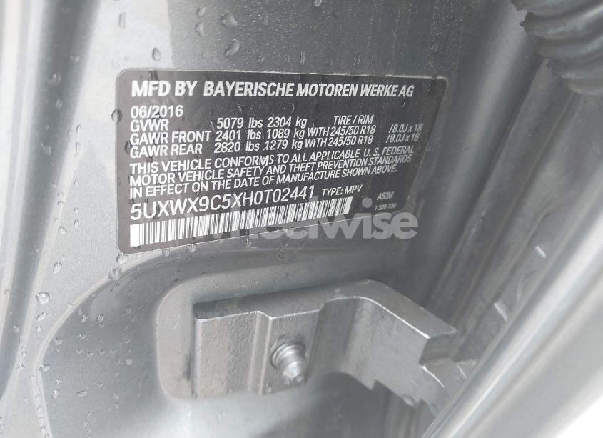 Photo 9 of 2017 Bmw X3 XDRIVE28I (VIN 5UXWX9C5XH0T02441)