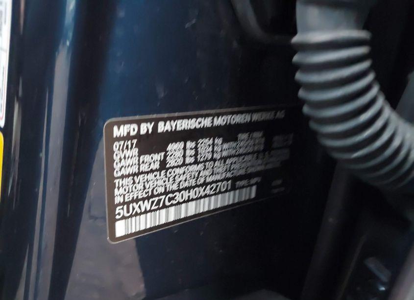 Photo 9 of 2017 Bmw X3 SDRIVE28I (VIN 5UXWZ7C30H0X42701)