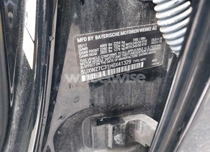 Photo 9 of 2017 Bmw X3 SDRIVE28I (VIN 5UXWZ7C31H0X41329)