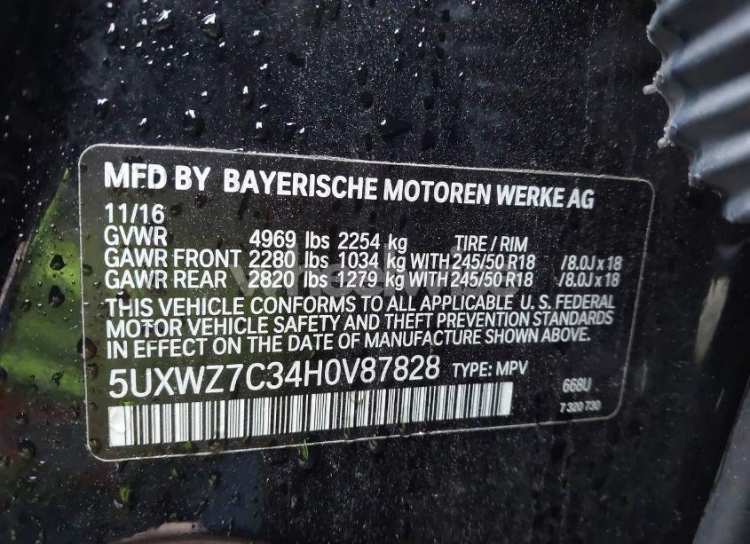 Photo 9 of 2017 Bmw X3 SDRIVE28I (VIN 5UXWZ7C34H0V87828)