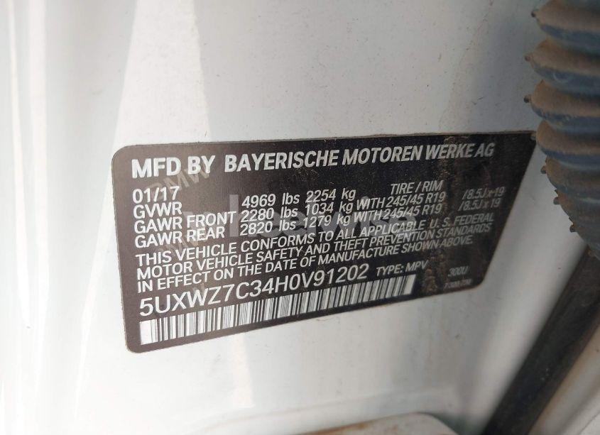 Photo 9 of 2017 Bmw X3 SDRIVE28I (VIN 5UXWZ7C34H0V91202)