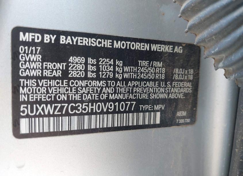 Photo 9 of 2017 Bmw X3 SDRIVE28I (VIN 5UXWZ7C35H0V91077)