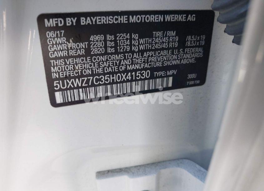 Photo 9 of 2017 Bmw X3 SDRIVE28I (VIN 5UXWZ7C35H0X41530)
