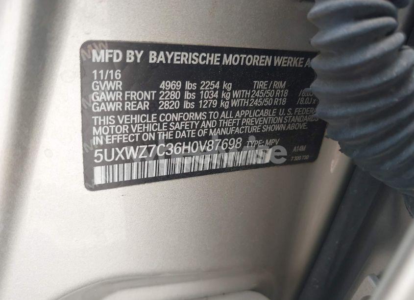 Photo 9 of 2017 Bmw X3 SDRIVE28I (VIN 5UXWZ7C36H0V87698)