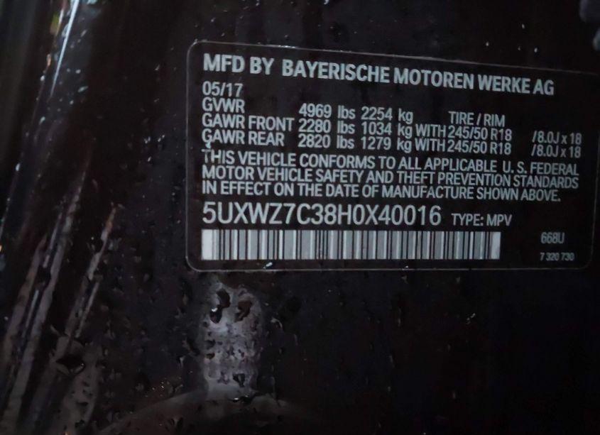 Photo 9 of 2017 Bmw X3 SDRIVE28I (VIN 5UXWZ7C38H0X40016)