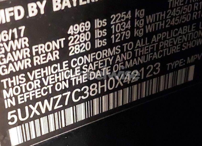 Photo 9 of 2017 Bmw X3 SDRIVE28I (VIN 5UXWZ7C38H0X42123)