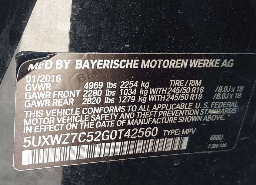 Photo 9 of 2016 Bmw X3 SDRIVE28I (VIN 5UXWZ7C52G0T42560)