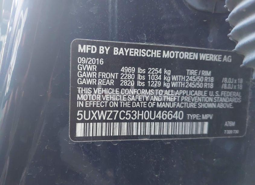 Photo 9 of 2017 Bmw X3 SDRIVE28I (VIN 5UXWZ7C53H0U46640)