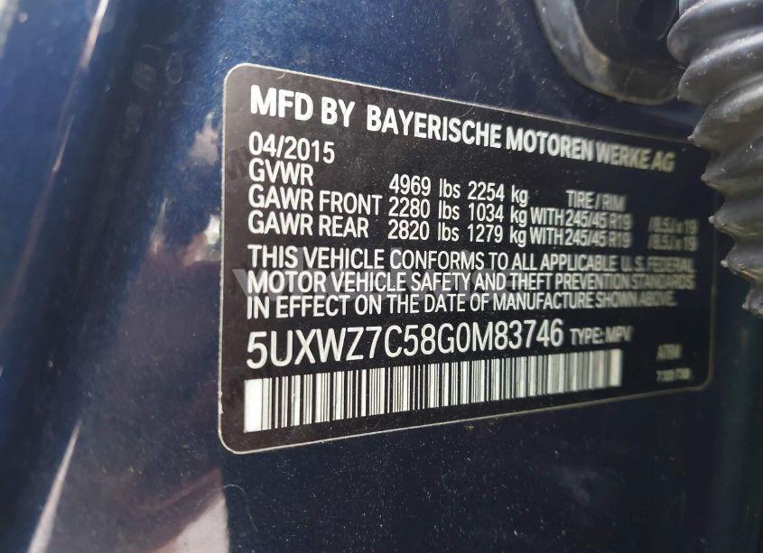 Photo 9 of 2016 Bmw X3 SDRIVE28I (VIN 5UXWZ7C58G0M83746)