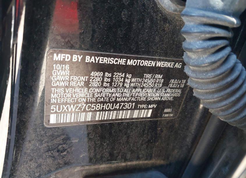 Photo 9 of 2017 Bmw X3 SDRIVE28I (VIN 5UXWZ7C58H0U47301)