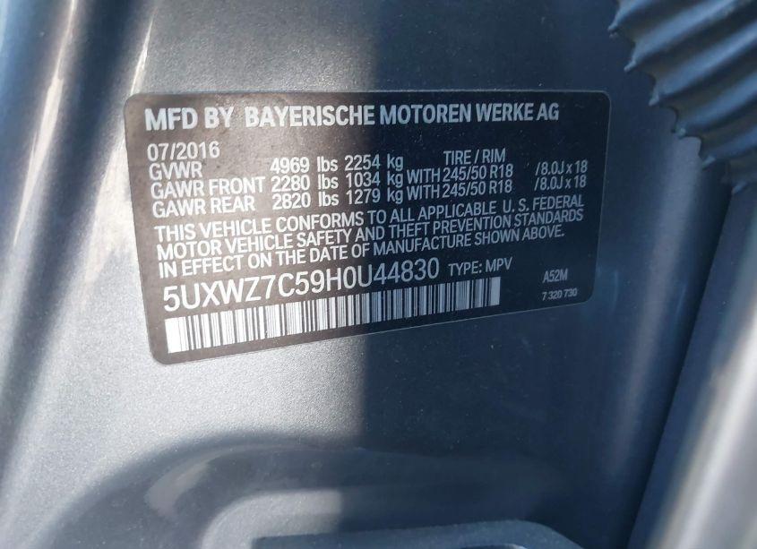 Photo 9 of 2017 Bmw X3 SDRIVE28I (VIN 5UXWZ7C59H0U44830)