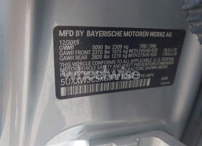 Photo 9 of 2016 Bmw X4 XDRIVE28I (VIN 5UXXW3C5XG0R21947)