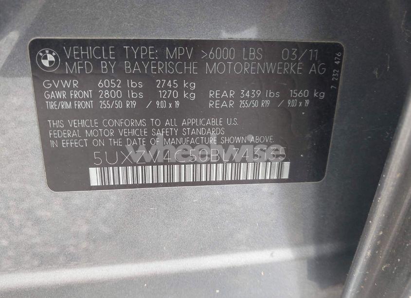 Photo 9 of 2011 Bmw X5 XDRIVE35I/XDRIVE35I PREMIUM/XDRIVE35I SPORT ACTIVITY (VIN 5UXZV4C50BL743135)