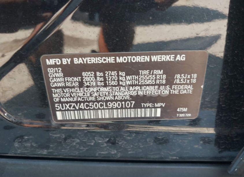 Photo 9 of 2012 Bmw X5 XDRIVE35I/XDRIVE35I PREMIUM/XDRIVE35I SPORT ACTIVITY (VIN 5UXZV4C50CL990107)