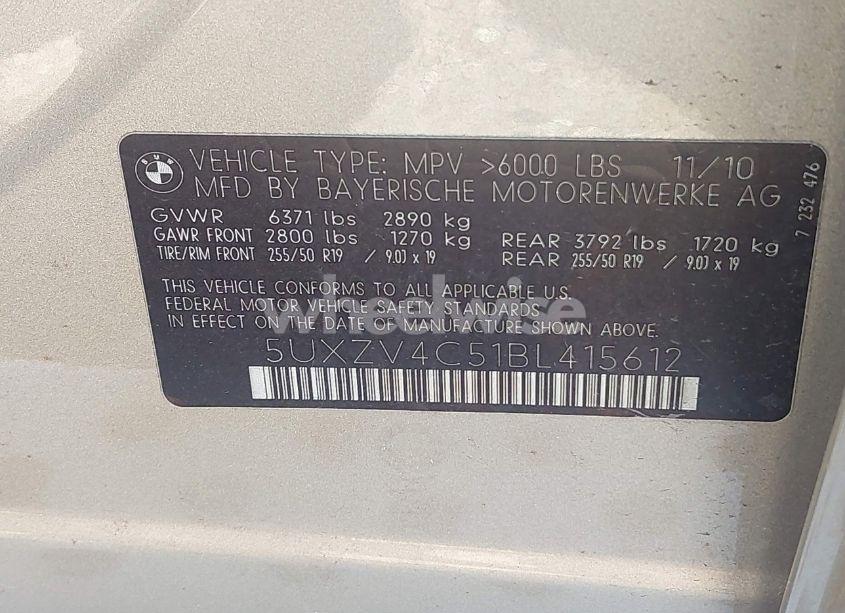 Photo 9 of 2011 Bmw X5 XDRIVE35I/XDRIVE35I PREMIUM/XDRIVE35I SPORT ACTIVITY (VIN 5UXZV4C51BL415612)