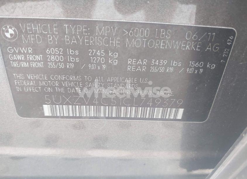 Photo 9 of 2012 Bmw X5 XDRIVE35I/XDRIVE35I PREMIUM/XDRIVE35I SPORT ACTIVITY (VIN 5UXZV4C51CL749379)