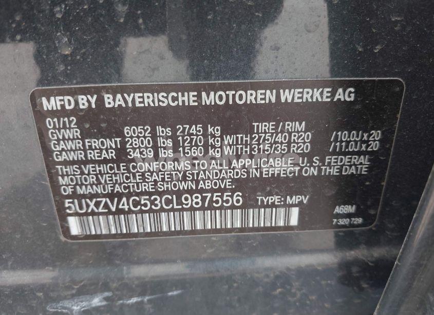 Photo 9 of 2012 Bmw X5 XDRIVE35I/XDRIVE35I PREMIUM/XDRIVE35I SPORT ACTIVITY (VIN 5UXZV4C53CL987556)