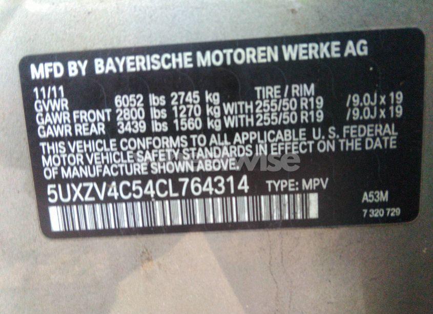 Photo 9 of 2012 Bmw X5 XDRIVE35I/XDRIVE35I PREMIUM/XDRIVE35I SPORT ACTIVITY (VIN 5UXZV4C54CL764314)