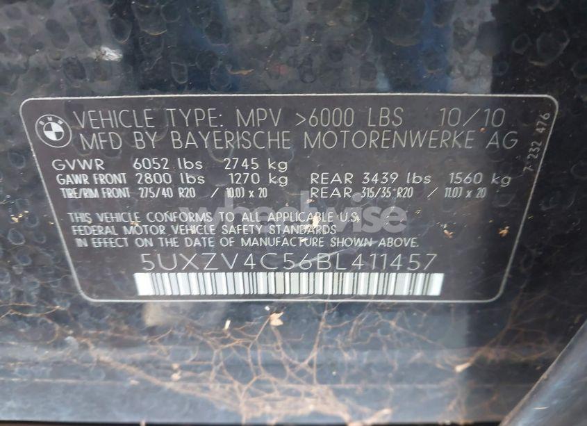 Photo 9 of 2011 Bmw X5 N/A (VIN 5UXZV4C56BL411457)