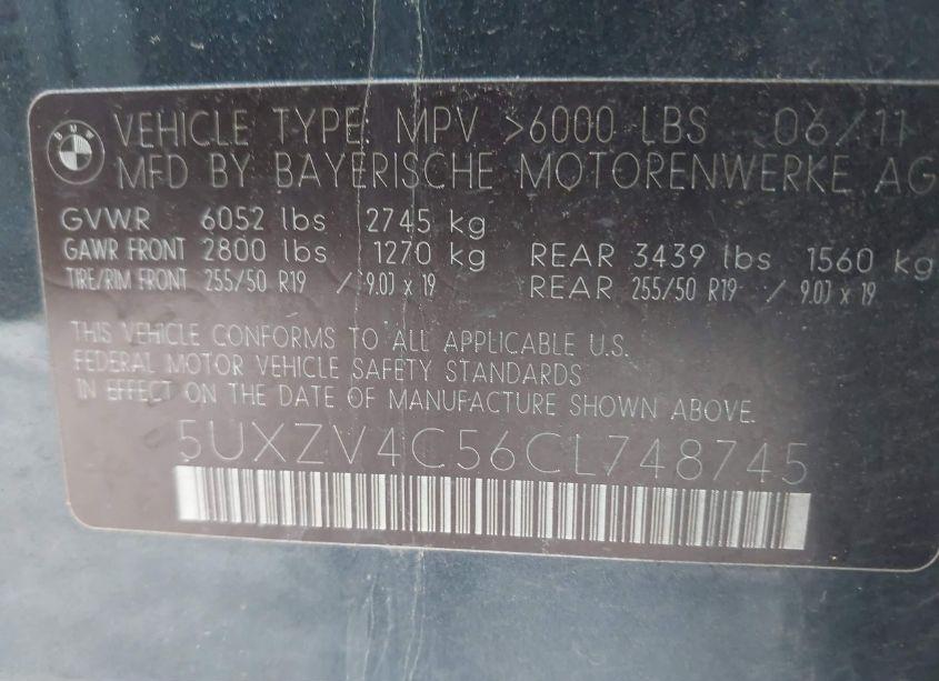 Photo 9 of 2012 Bmw X5 XDRIVE35I/XDRIVE35I PREMIUM/XDRIVE35I SPORT ACTIVITY (VIN 5UXZV4C56CL748745)