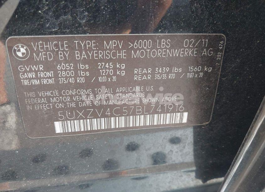 Photo 9 of 2011 Bmw X5 XDRIVE35I (VIN 5UXZV4C57BL741916)