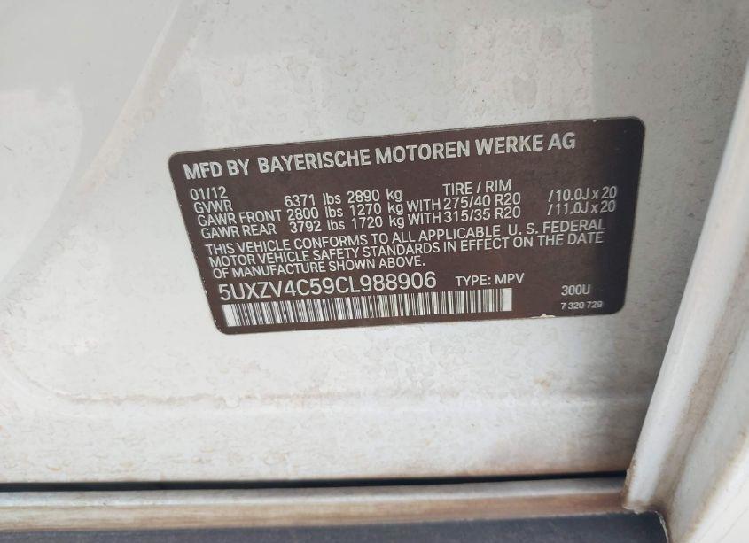 Photo 9 of 2012 Bmw X5 XDRIVE35I/XDRIVE35I PREMIUM/XDRIVE35I SPORT ACTIVITY (VIN 5UXZV4C59CL988906)