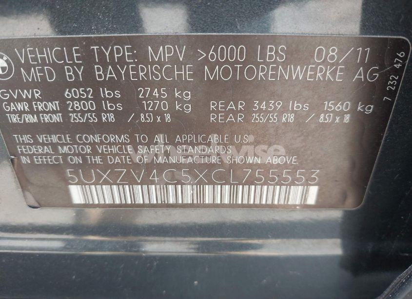 Photo 9 of 2012 Bmw X5 XDRIVE35I/XDRIVE35I PREMIUM/XDRIVE35I SPORT ACTIVITY (VIN 5UXZV4C5XCL755553)