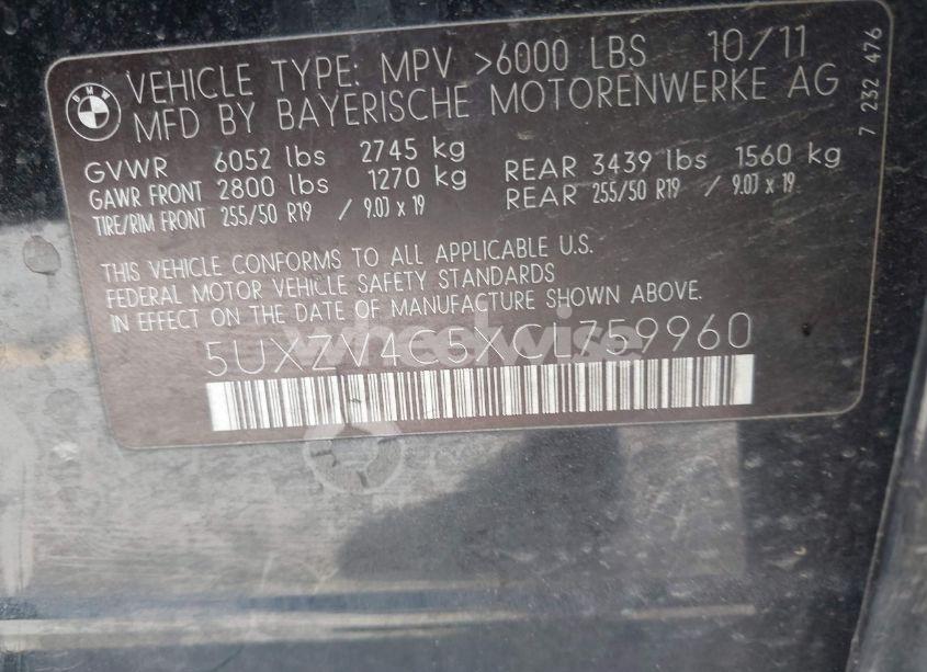 Photo 9 of 2012 Bmw X5 XDRIVE35I/XDRIVE35I PREMIUM/XDRIVE35I SPORT ACTIVITY (VIN 5UXZV4C5XCL759960)